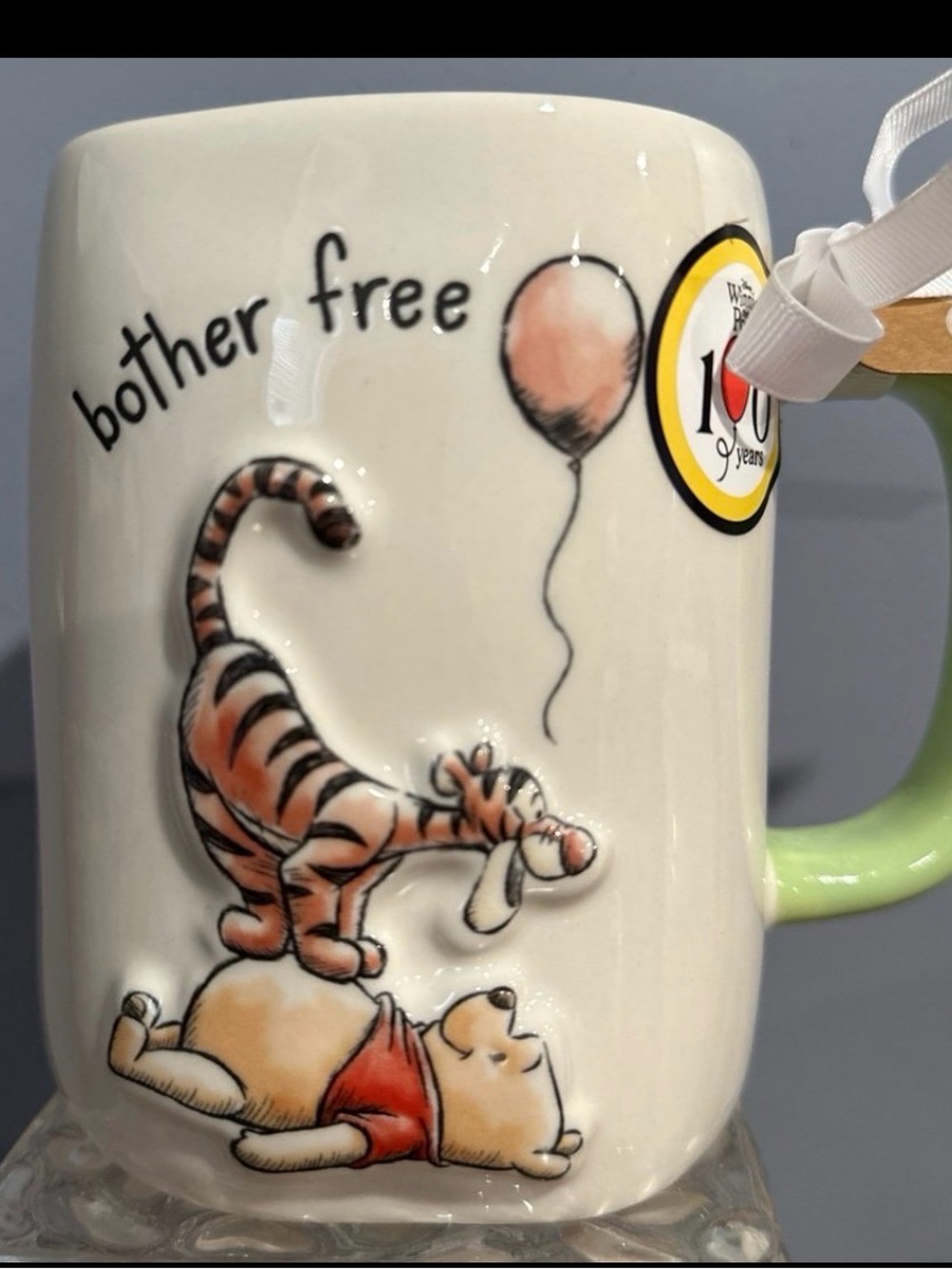 Classic Winnie the Pooh 'Bother Free' White & Green Ceramic Mug
